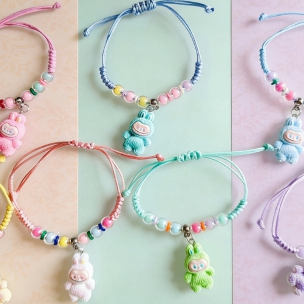 Labubu-Inspired Macramé Bracelet Mint & Seafoam